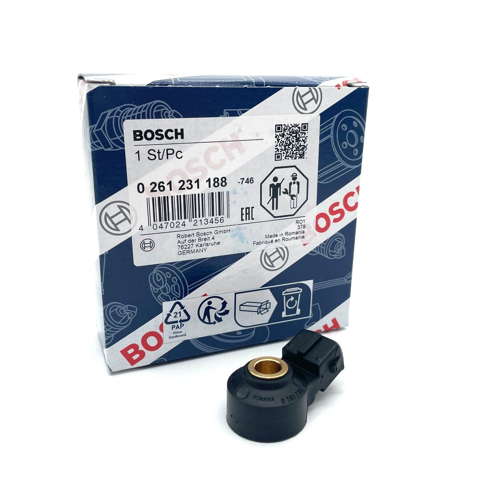 Bosch Knock Sensor Sensor 0 261 231 188 / 4047024213456 With Plug