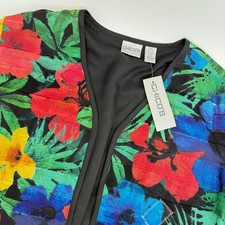 NWT Chicos Kaikoura Interlude Patchwork Art To Wear Silk Lined Jacket Womens 0