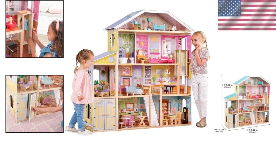 Elegant 4-Level Dollhouse with Elevator and Garage - Perfect Gift for Ages 3+ - Image 2 of 4