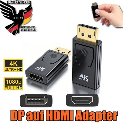 DP auf HDMI Adapter 4K Displayport zu HDMI Konverter Stecker Full HD Audio Video