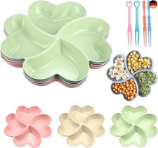 Yhjxly 4 Stück Snackteller mit Fächern, Snackschale Set,Plastik Snackteller O