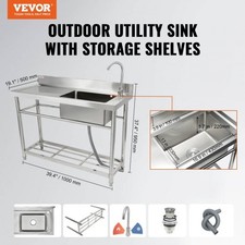 VEVOR Stainless Steel Utility Sink, Free Standing Single Bowl Commercial Kitchen