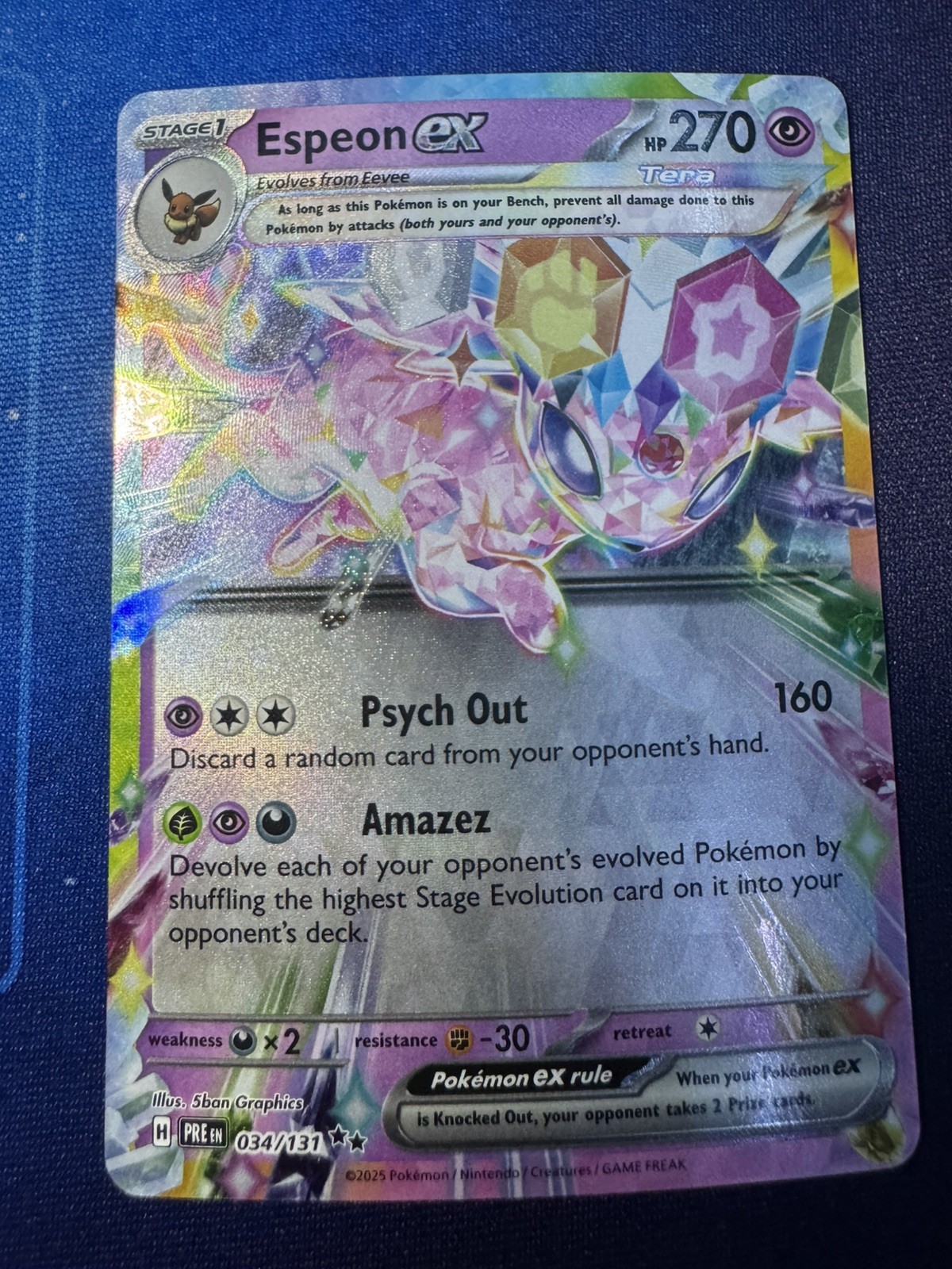 Espeon ex 034/131 Sv: Prismatic Evolutions Near Mint