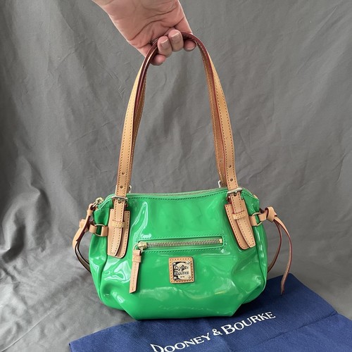 Dooney & Bourke Mini NINA Umhängetasche KELLY GREEN Lackleder Vacchetta Reißverschluss NM - Bild 1 von 16