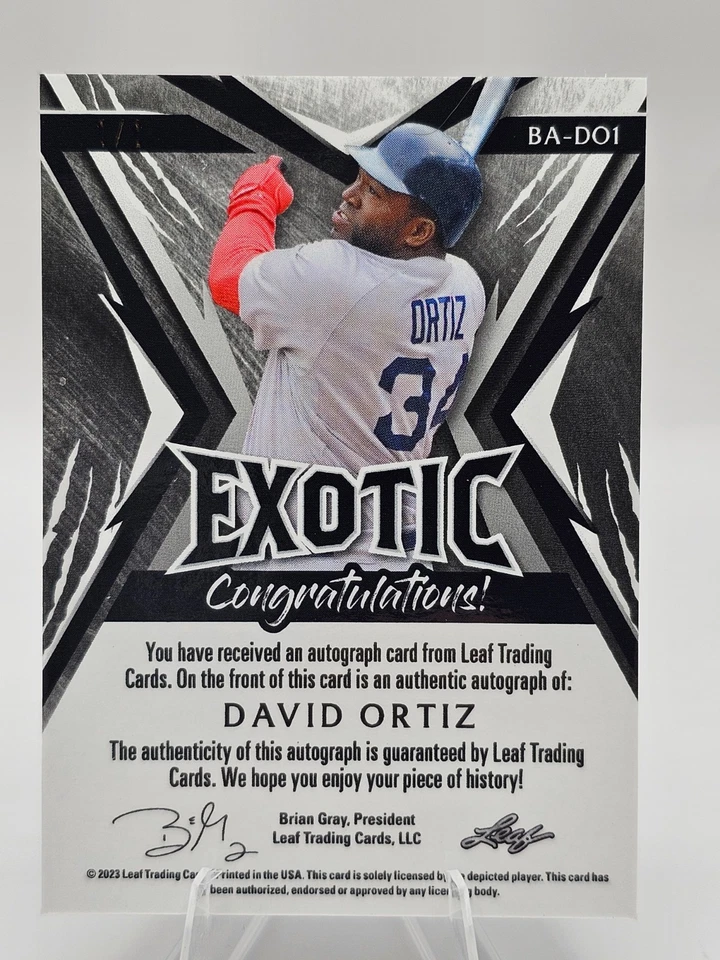 Hoja exótica David Ortiz 2023 refractor rojo automático Boston Red Sox 1/1 AU/1 Foto 2 de 2