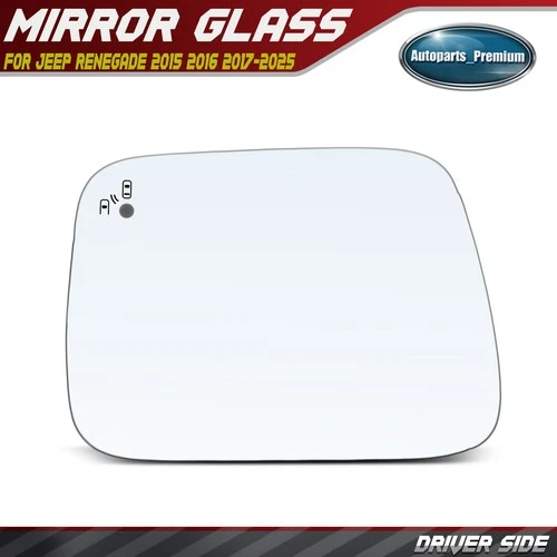 Driver Mirror Glass with Heated & Blind Spot Detection for Jeep Renegade 15-25