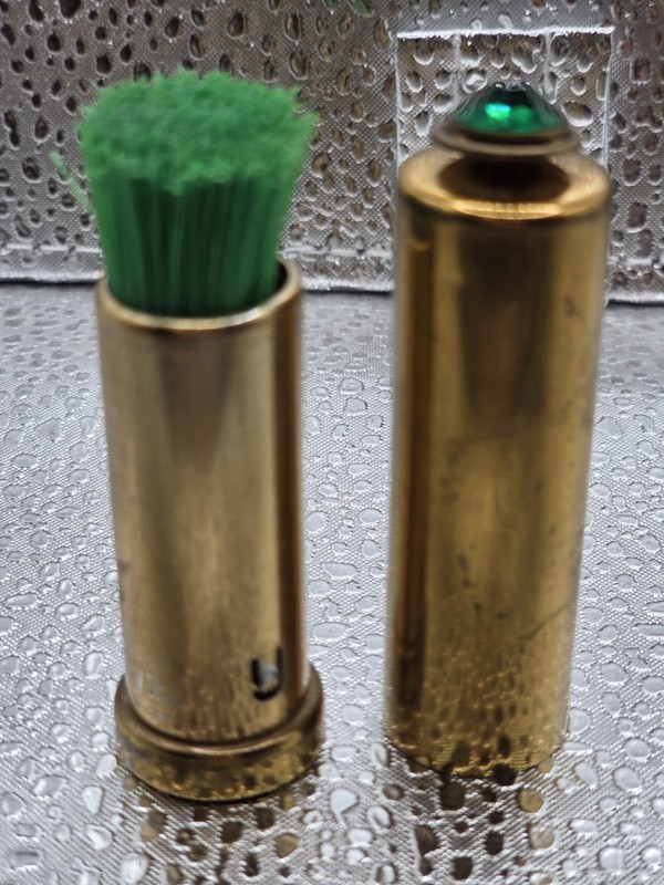 Unique Vintage Purse Size Clothing/Hat Brush Green Glass Stone Roth & Steiner NY