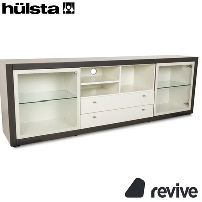 Hülsta Xelo Holz Glas Sideboard Weiß Grau Glas Schubladen Vitrine Mediaboard - Bild 1 von 4