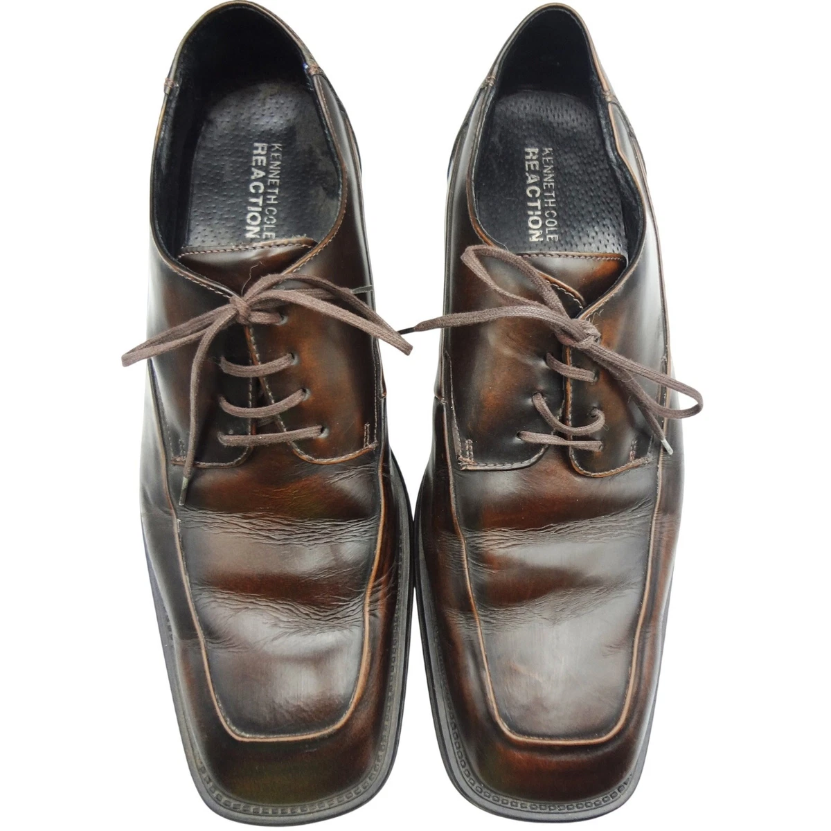 Kenneth Cole Mens Size 12 Brown Blue Casual Classic Leather Oxford Dress Shoes Kenneth Cole Reaction Blue Dress Shoes for Men for sale | eBay main image 4