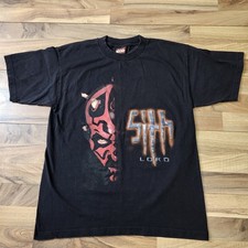 Vtg Star Wars Darth Maul Shirt Mens XL Black Sith Lord Puff Print Graphic Size L