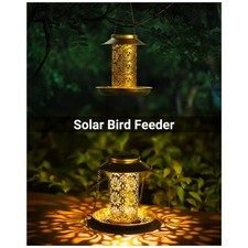 Metal Bird Feeder with Solar Garden Lantern