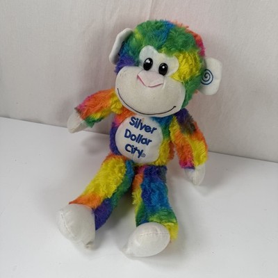 Fiesta Silver Dollar City Rainbow Tie Dye Monkey Stuffed Animal Plush 16''