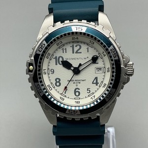 Momentum M1 Mens Watch 40mm White Dial Blue Rubber Diver 200m New Battery Momentum M1 Dive Watch WR200M,Rotating Besel,Date,40mm  main image 4