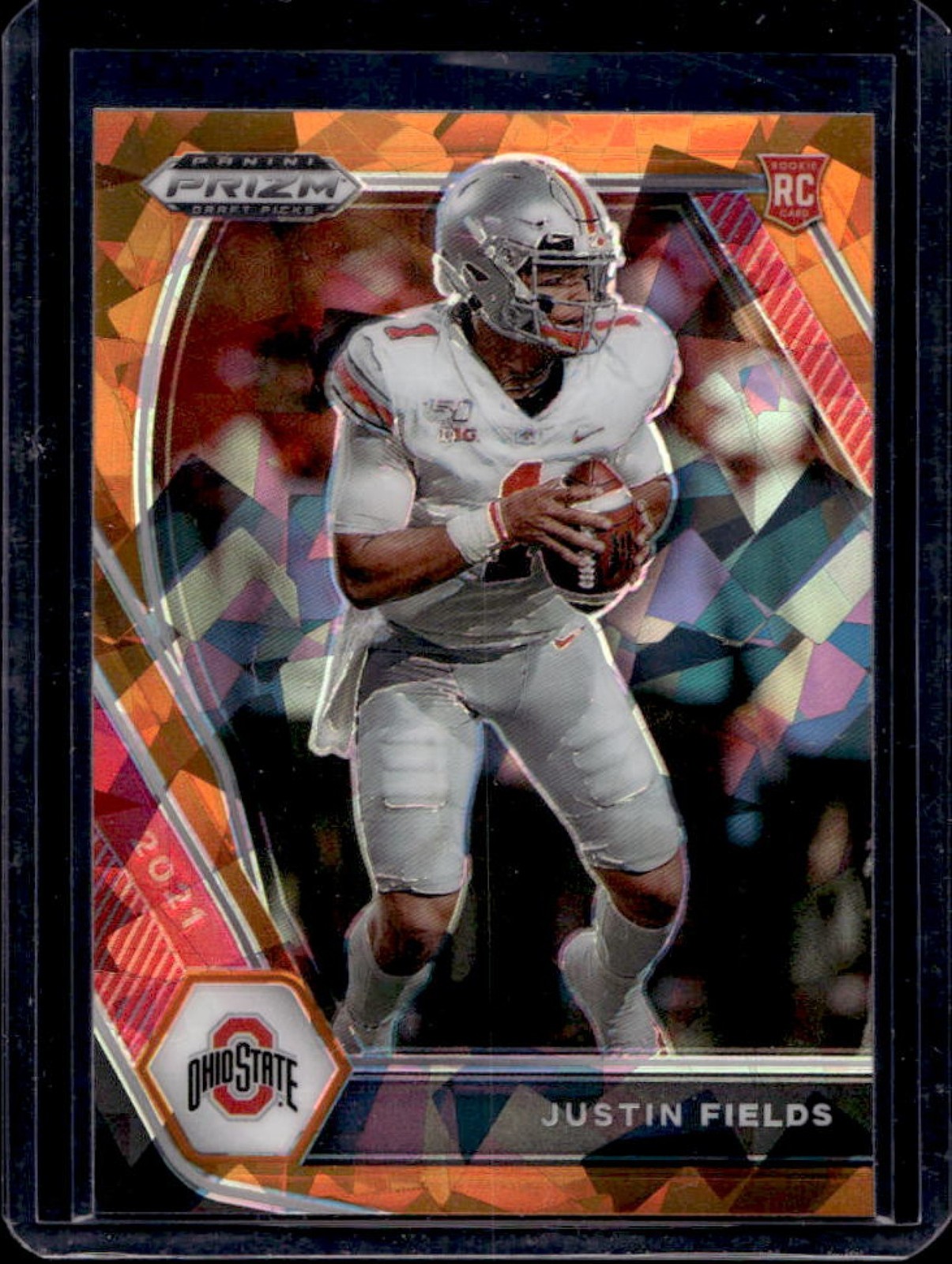 2021 Prizm Draft Picks Collegiate Justin Fields RC Orange Ice #121 Buckeyes