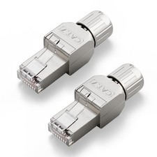 2 PCS RJ45 Toolless Connector Zinc Alloy Shielded Ethernet Plug 10 Gbps CAT7