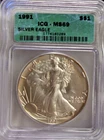 1991 US Silver Eagle $1 ICG MS69