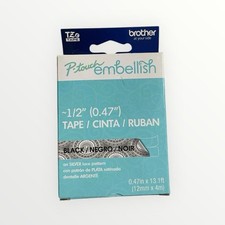 Brother P-touch Embellish Tape for Label Maker 1/2" Black on Silver Lace Pattern