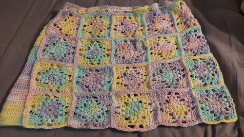 Handmade Crochet Pastel Grannysquare Skirt.made With Acrylic Yarn. - Picture 1 of 11
