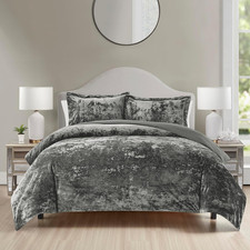 Luxury Velvet Queen Comforter Set, 3 Pieces Reversible Comforters Queen Size wit