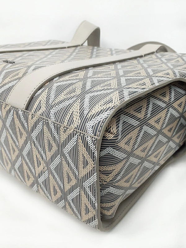 Christian Dior Corolle CD Diamond Canvas Leather Tote Bag Gray image 6