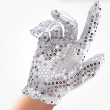 5 SKELETEEN MICHAEL JACKSON RIGHT HAND SEQUINS GLOVE LOT OF 5 NEW WHITE SILVER
