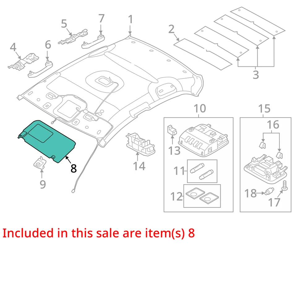 17 18 19 20 HYUNDAI ELANTRA Sun Visor Left Foto 3 de 4