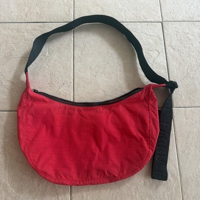 Baggu Medium Red Crescent Bag Black Strap Crossbody Purse Red Women Bag VTG