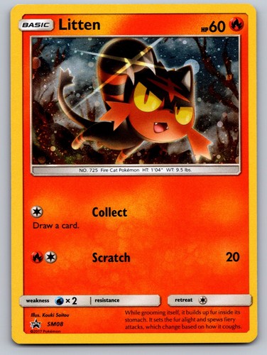 Litten - SM08 Holo Promo Sun & Moon Promo Pokemon Lightly Played