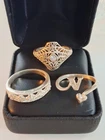 Lot Of 3 Vintage Avon Sterling Silver Cocktail Band Rings Size 9