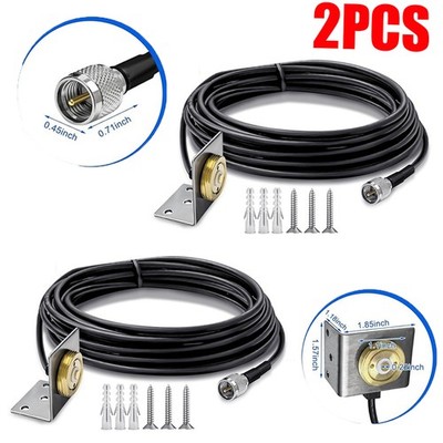 2X NMO L Bracket Fender Mount 3/4'' Hole With Mini-UHF Male Adapter RG-58 Cable