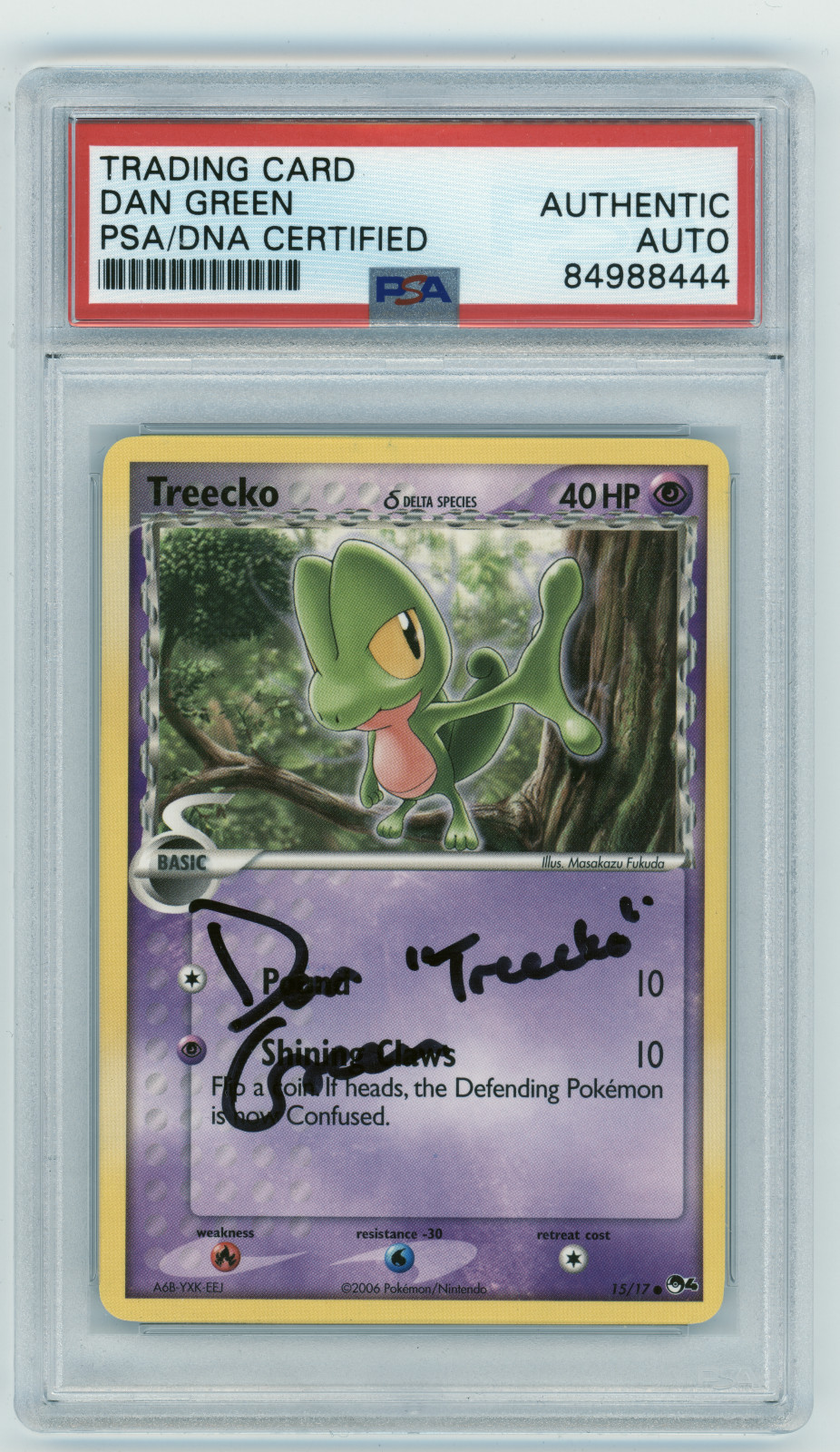 PSA Signed Dan Green Treecko 15/17 Pop Series 4 Promo Delta Species