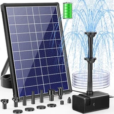 POPOSOAP Solar Fountain Pump with 3000mAh Battery Backup, 8W Solar Powered Bird