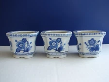 3 Lot Unused Bombay Company Scented Candle Cobalt Blue Holder Planter Hand Paint