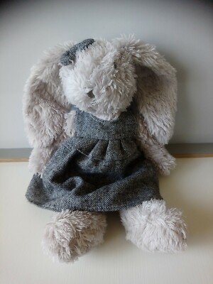 Peluche doudou lapin gris robe tweed nœud Zara home état neuf