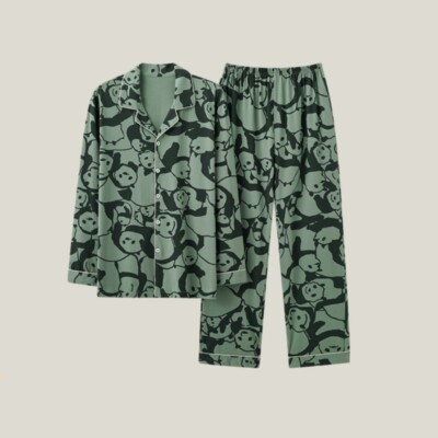 Men's Fashion Pajama Set Panda Print Comfortable Homewear Leisure