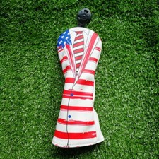 1pc White Leather with Suit Design Golf Club Hybrid Head Cover UT Utility Cover