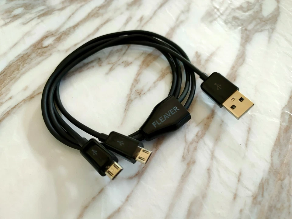 FLEAVER 1meter Dual Micro USB Splitter Cable, Power 2 Micro USB Devices Black - Image 3 of 4