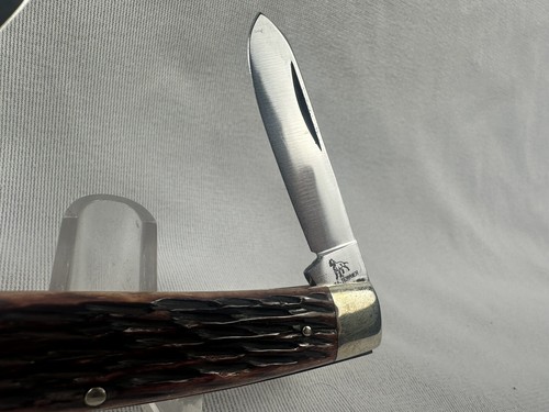 Bulldog Brand Pitt Bull Germany Hammer Forged 3 Blade Stag Handle Pocket Knife - Picture 6 of 12