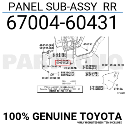 バッグ TYPE-G 6700460431 Genuine Toyota PANEL SUB-ASSY RR 67004-60431 | eBay