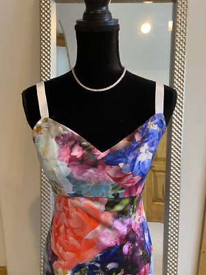 Ted Baker New Blue Floral Knee Length Pencil Dress Ted Baker 2 US