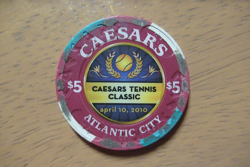 Caesars Tennis Classic April 10, 2010 Casino Poker Chip $5 Atlantic City RARE!