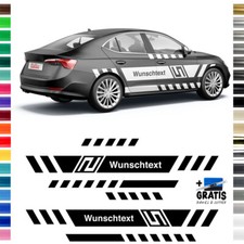 Auto Seitenstreifen Aufkleber-Set, universal in Wunschfarbe mit Wunschtext