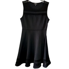 Lulus Fit & Flare Dress Sz M Black Sleeveless Sheer Panel Party Cocktail Wedding