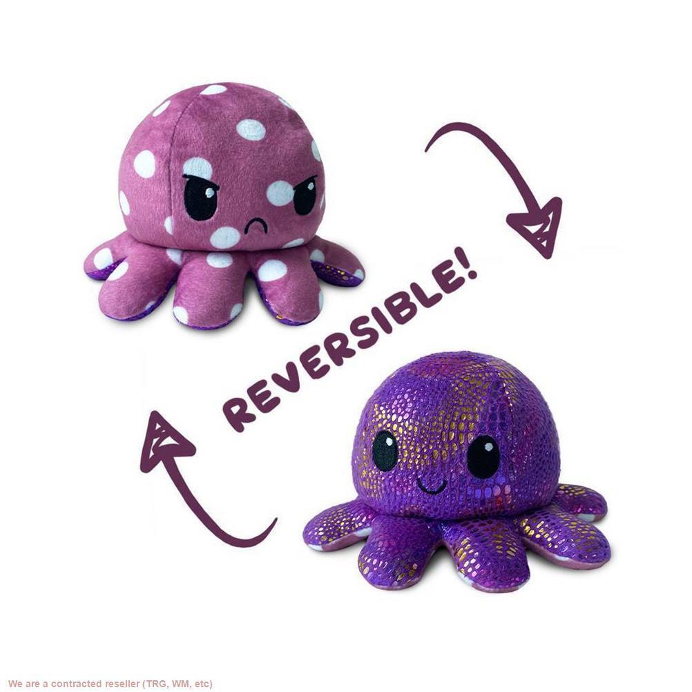 Двухсторонний плюшевый осьминог в горошек и чешуйчатую полоску