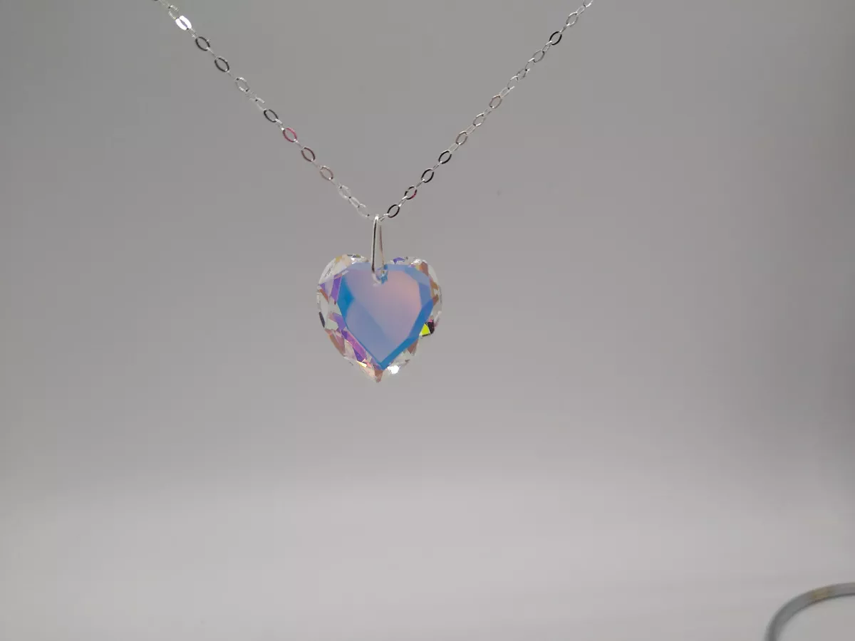 Handmade Sterling Silver Swarovski Crystal Clear AB Heart 6225