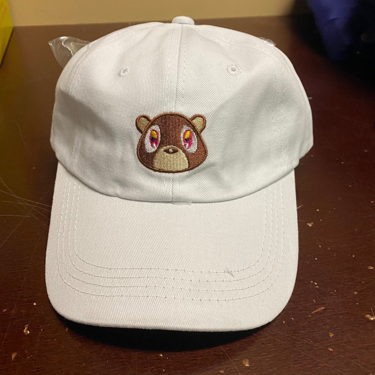Ye Mens White Strapback Kanye West Bear Dad Hat Lovely Baseball