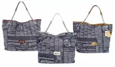 JOHN GALLIANO BORSA BAG DONNA DENIM JEANS/BIANCA NUOVA SHOPPER