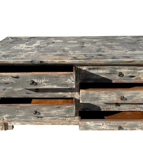 Distressed Gray Slope Side 8 Drawers Credenza Sideboard Console Cabinet ws4417 - Picture 6 of 7