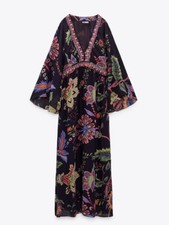 ZARA FLORAL EMBROIDERED MIDI DRESS SIZE XS 6895/063 BNWT