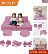 Versatile 8-Piece Pink Toddler Sofa - Washable Foam Play Set for Safe Adventures